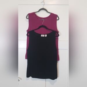 Chico's Travelers Vintage Sleeveless Tops Lot Of 2 Size XL/ 3 Made In USA Black